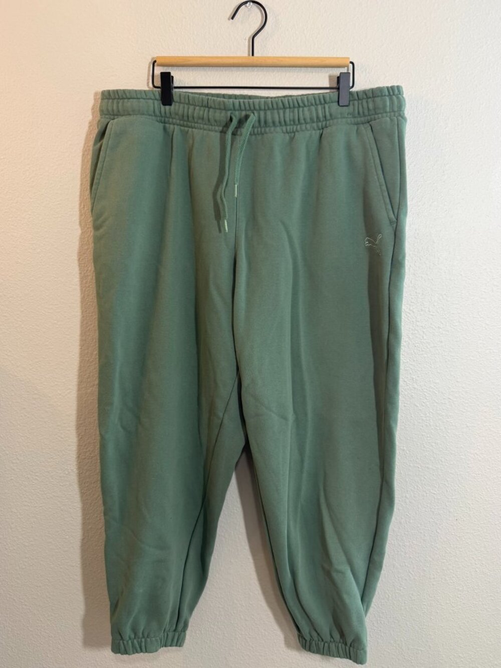 PUMA Fleece Drawstring Jogger Sweatpants Sage Green Womens Size XXL